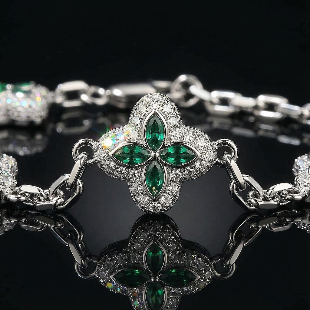 Iced Out Out 14mm Four Leaf Clover Bracelet Silver With Street Luxury Shine - Image 7