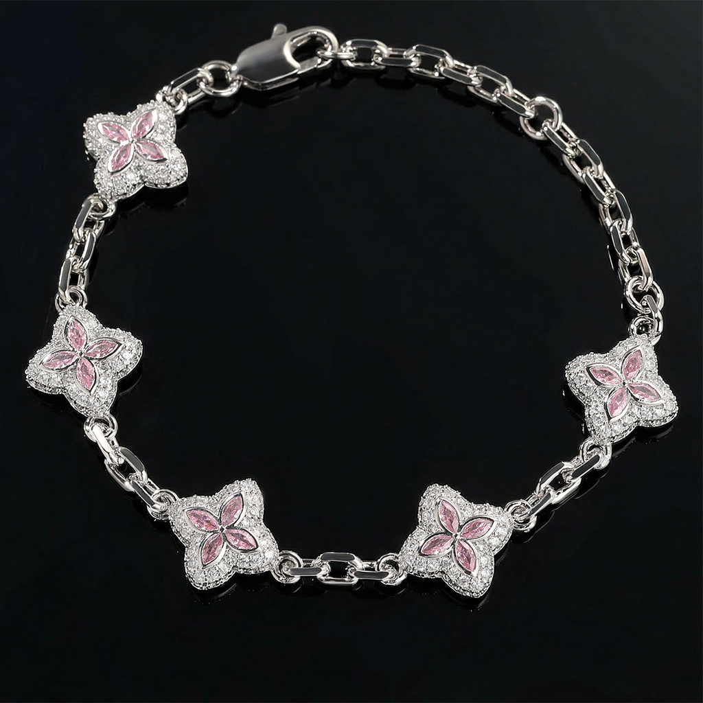 Iced Out Out 14mm Four Leaf Clover Bracelet Silver With Street Luxury Shine