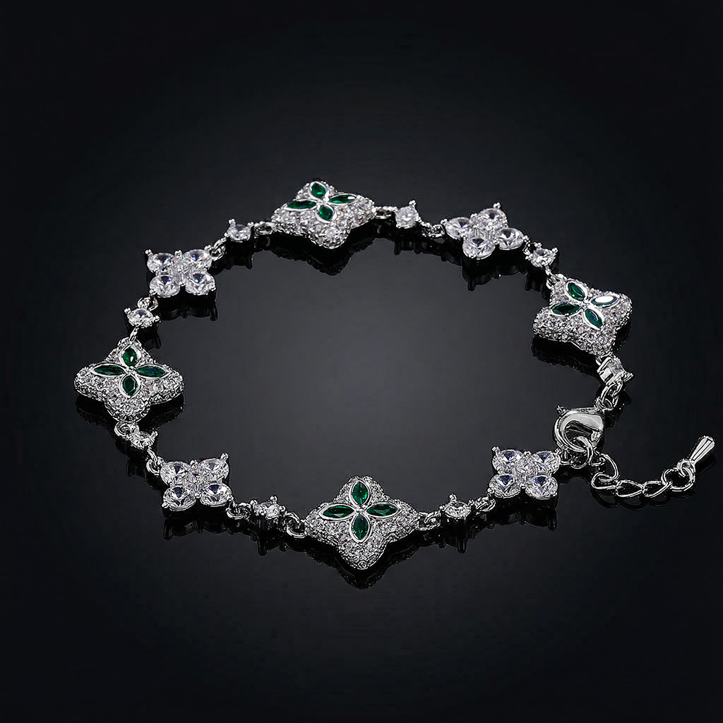 Iced Out Out 14mm Four Leaf Clover Bracelet Silver With Street Luxury Shine - Image 8