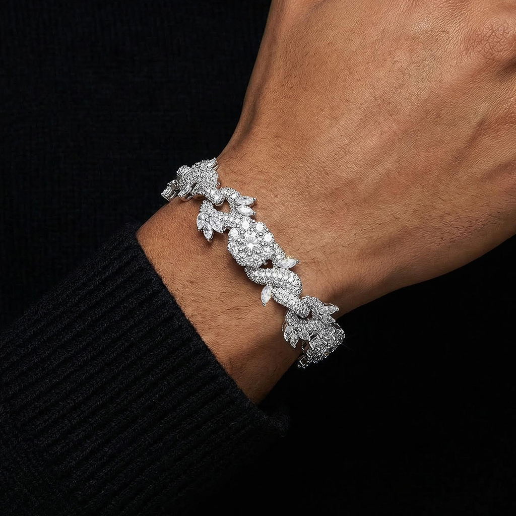 Iced Out Out 18mm Flower Infinity Link Bracelet With Street Luxury Shine - Image 3