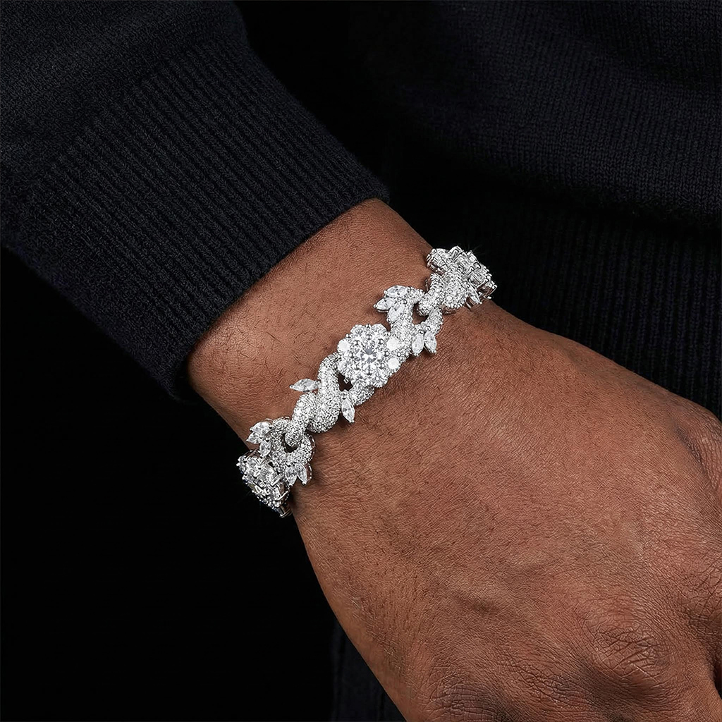 Iced Out Out 18mm Flower Infinity Link Bracelet With Street Luxury Shine - Image 4