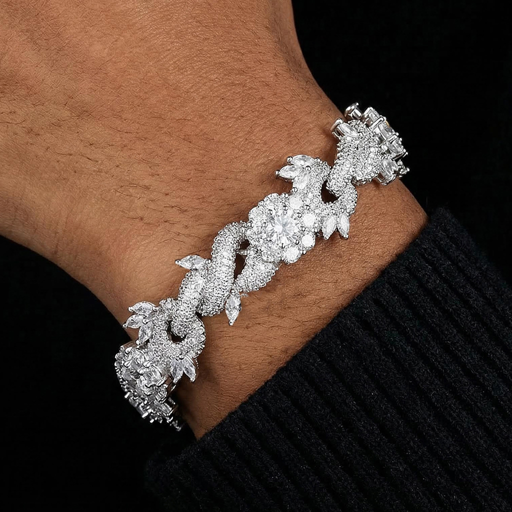 Iced Out Out 18mm Flower Infinity Link Bracelet With Street Luxury Shine