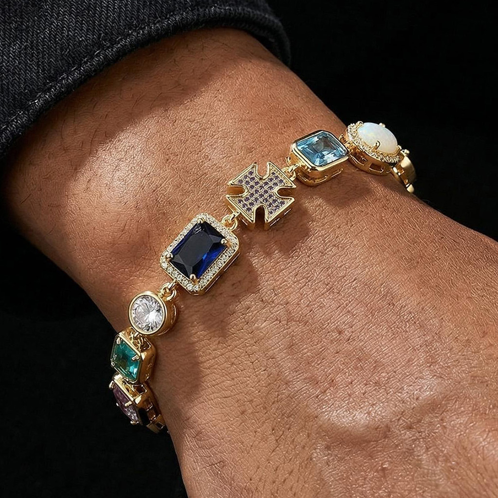 Iced Out Out 10mm Multicolored Gemstones Bracelet With Street Luxury Shine - Image 4