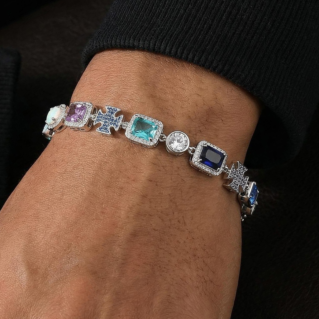 Iced Out Out 10mm Multicolored Gemstones Bracelet With Street Luxury Shine