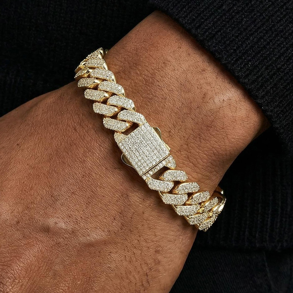 14mm Iced Out Out Miami Cuban Bracelet Silver With Street Luxury Shine - Image 5
