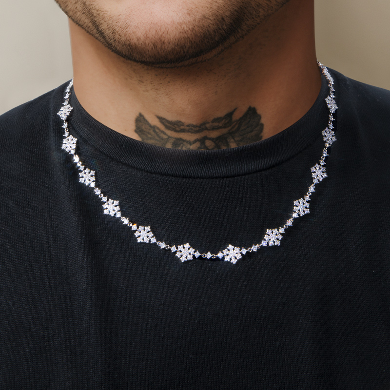 10mm 18 Snowflake Link Chain In White Gold With Street Luxury Shine