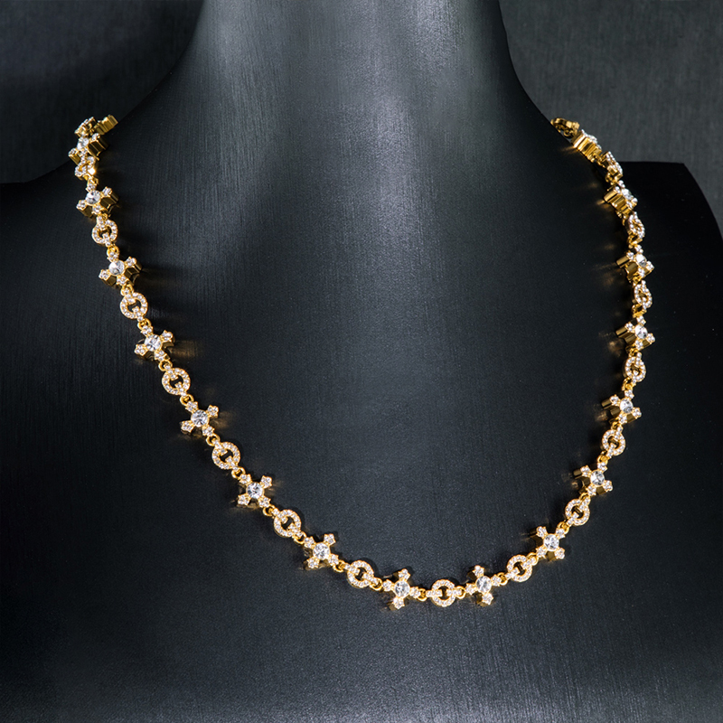 Micro Pave Cross Link Chain In Gold Built For Bold Statement Style - Image 4