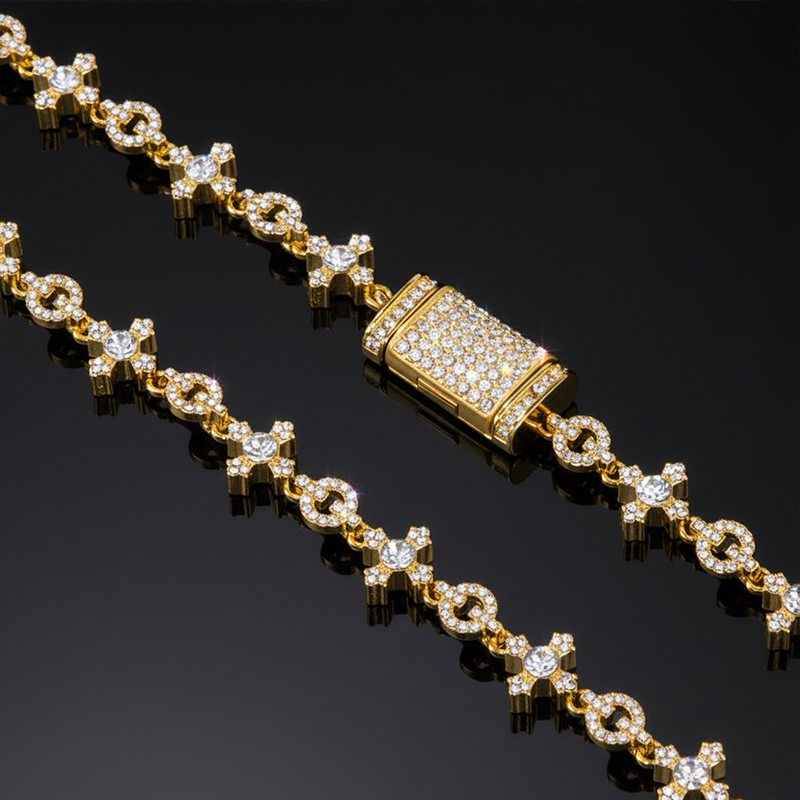 Micro Pave Cross Link Chain In Gold Built For Bold Statement Style - Image 5