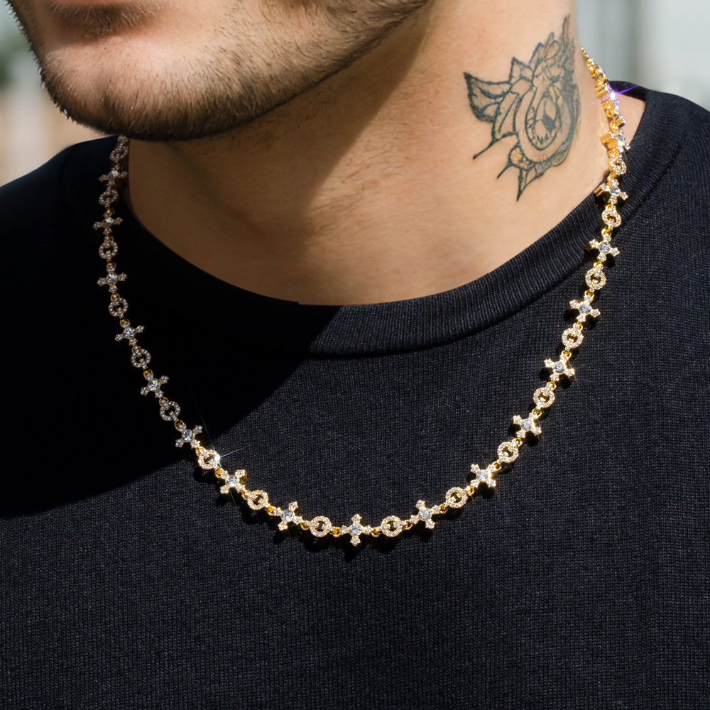 Micro Pave Cross Link Chain In Gold Built For Bold Statement Style - Image 6