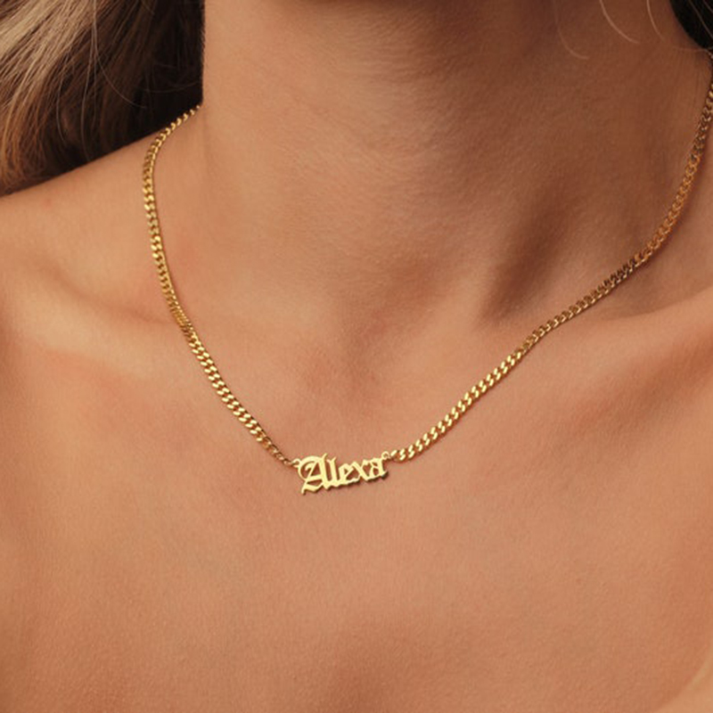 Custom Font Name Necklace With 3mm Cuban Chain With Street Luxury Shine - Image 4