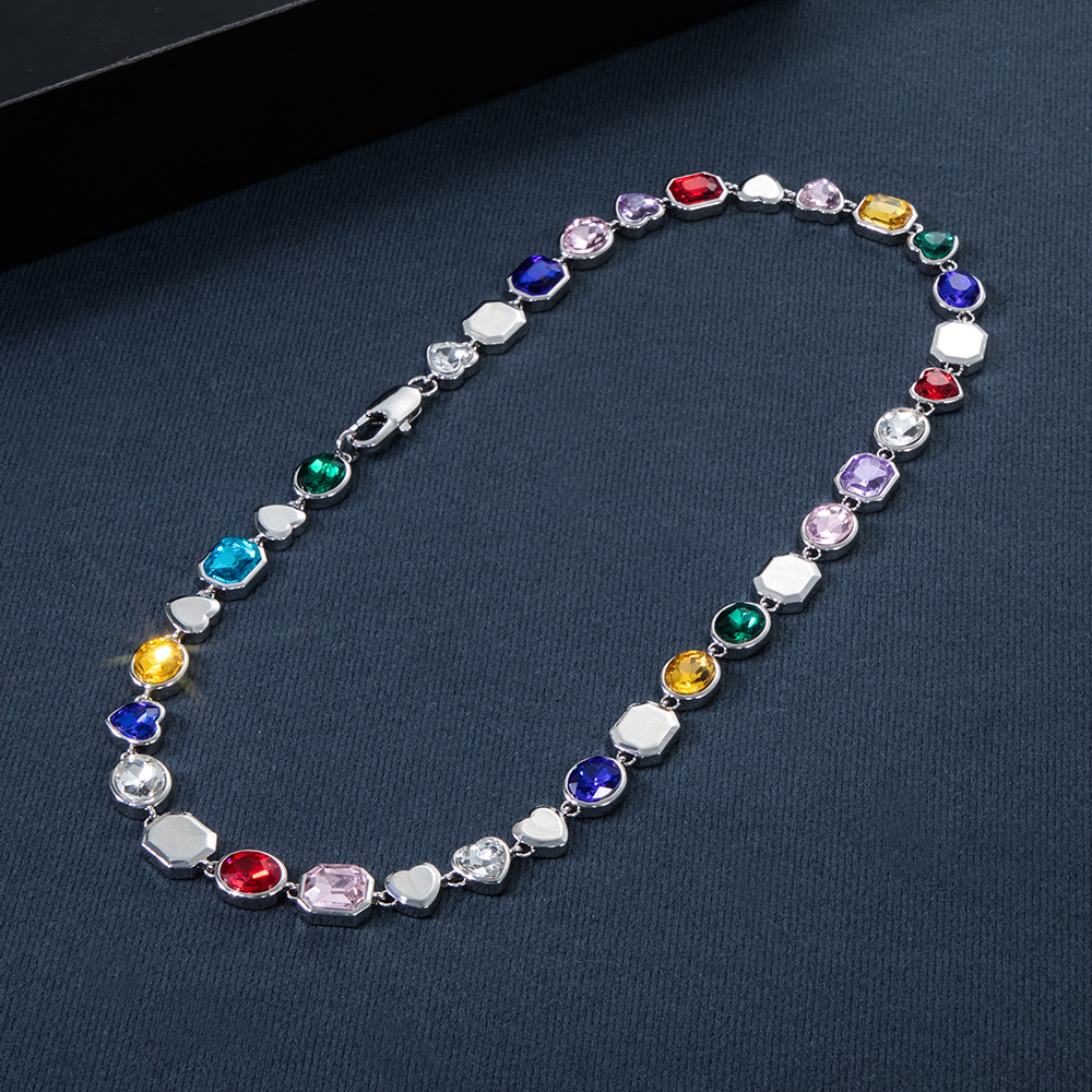 10mm Multi-color Diamonds Chain In White Gold With Street Luxury Shine - Image 4