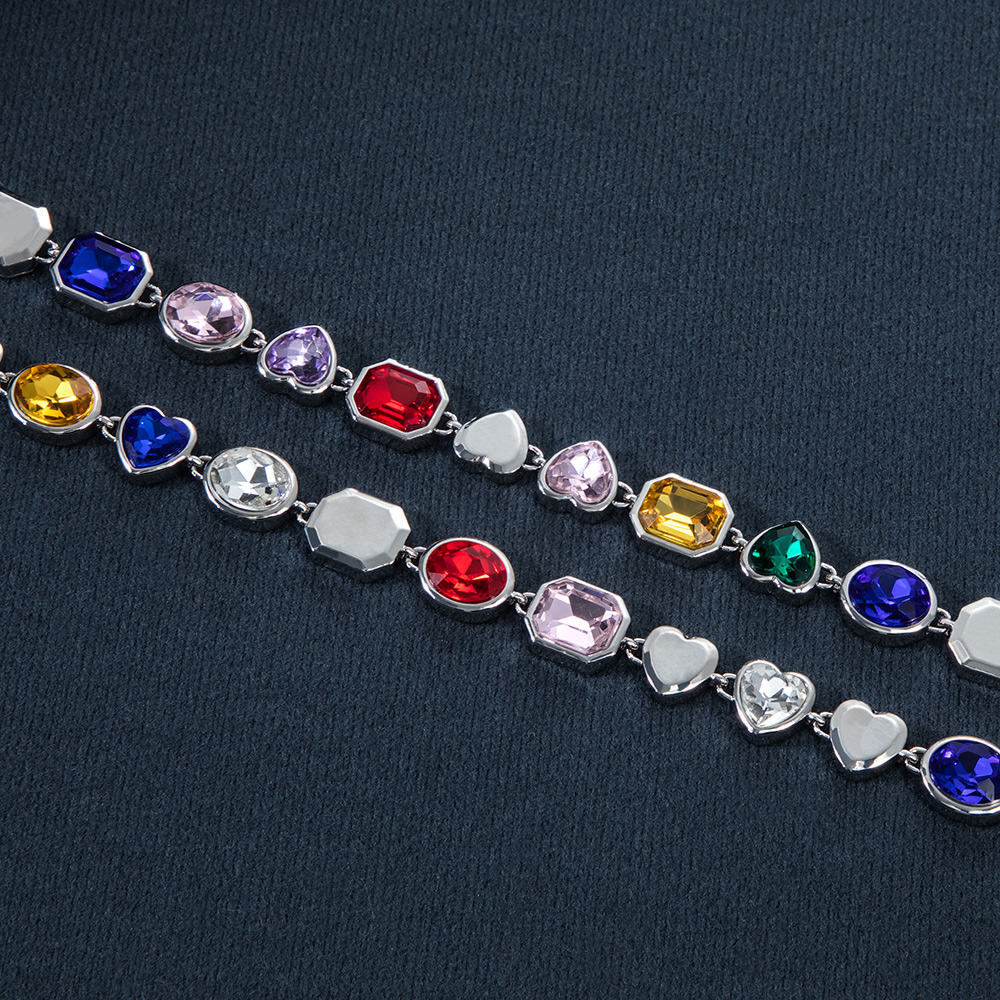 10mm Multi-color Diamonds Chain In White Gold With Street Luxury Shine - Image 5