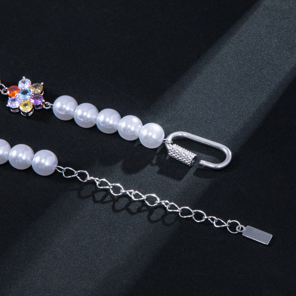 8mm Multi-color Flower Pearl Necklace Gold With Street Luxury Shine - Image 6