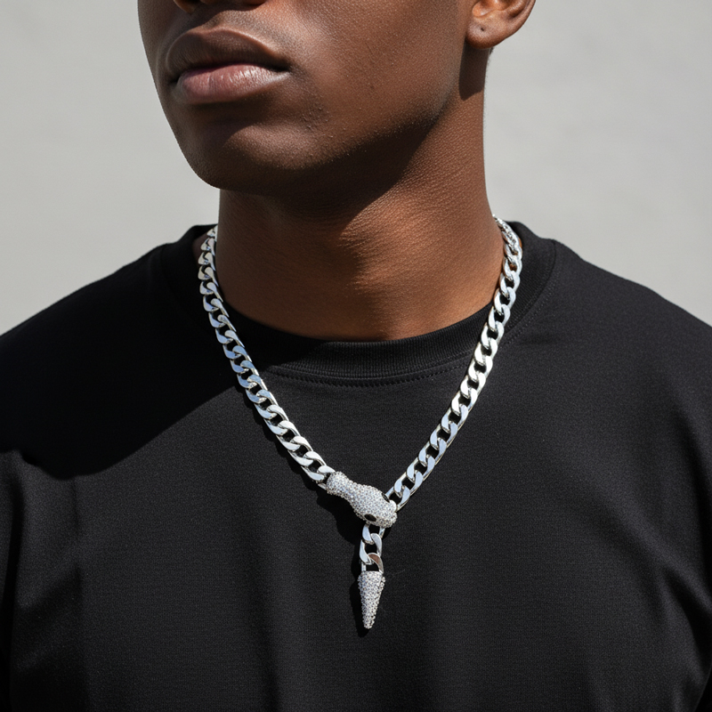 11mm Magnetic Snake Cuban Chain Gold With Bold Statement Appeal - Image 4