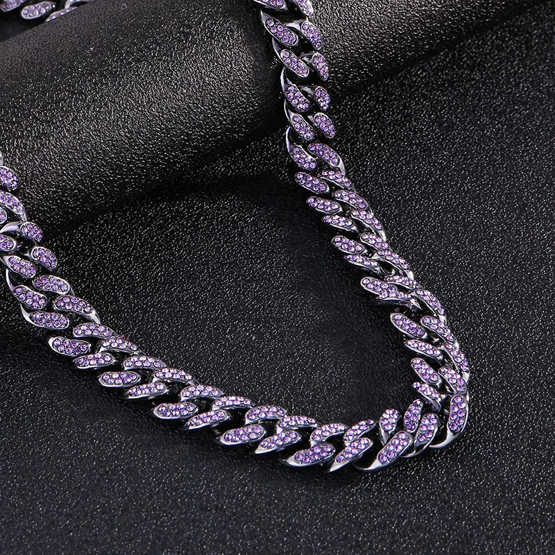 Iced Out Purple 13mm Miami Cuban Chain Gold With Street Luxury Shine - Image 4