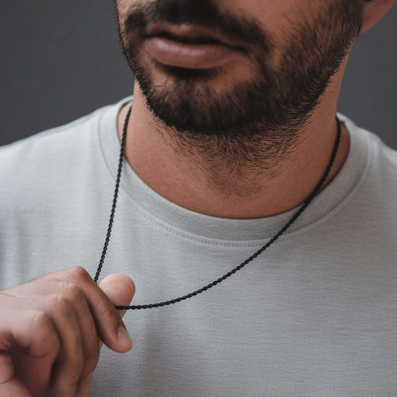 2mm/3mm/4mm/5mm/6mm Rope Chain In Black Gold With Street Luxury Shine