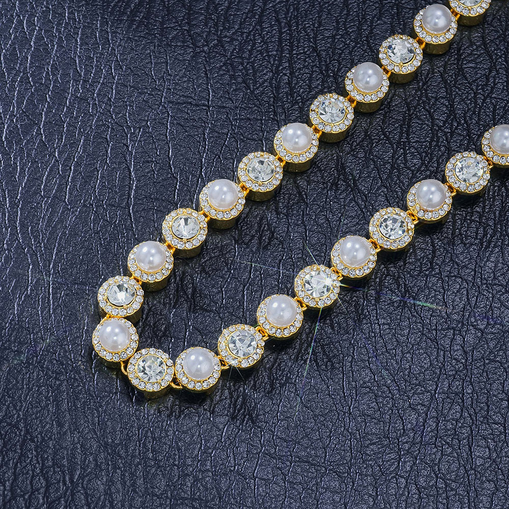 8mm Pearl Tennis Necklace In Gold Iced Out Shine With Street Luxury - Image 3