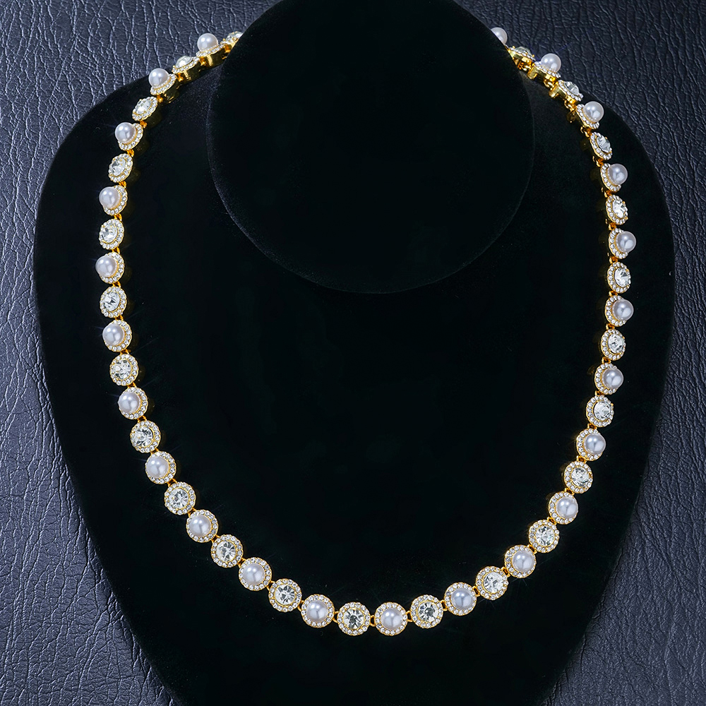 8mm Pearl Tennis Necklace In Gold Iced Out Shine With Street Luxury - Image 4