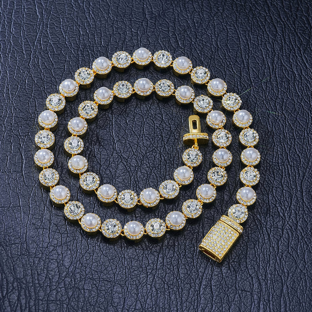 8mm Pearl Tennis Necklace In Gold Iced Out Shine With Street Luxury - Image 5