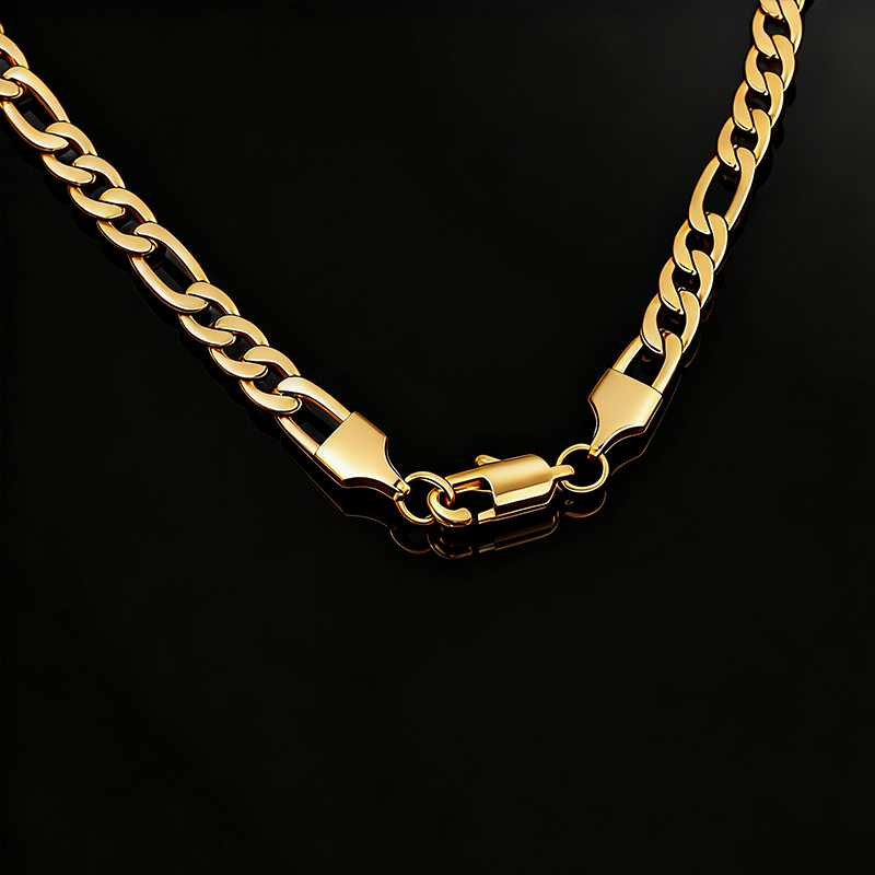 6mm/7mm/8mm/9mm/10mm/12mm Figaro Chain In Gold With Street Luxury Shine - Image 4