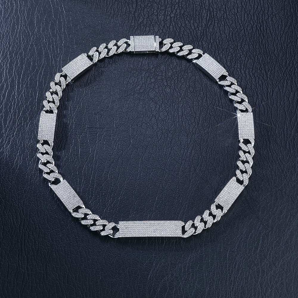 Street Luxury 12mm Iced Out Cuban Chain With Rectangular Link In White Gold - Image 3