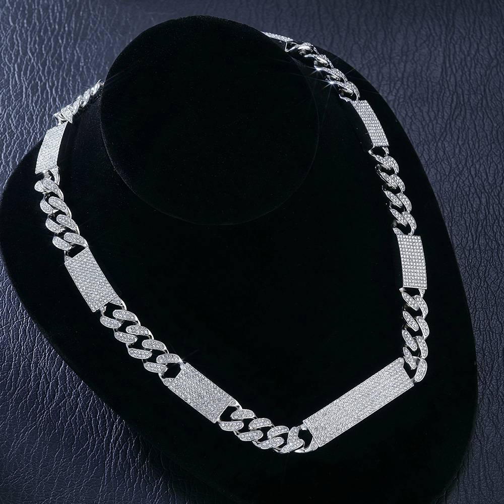 Street Luxury 12mm Iced Out Cuban Chain With Rectangular Link In White Gold - Image 5