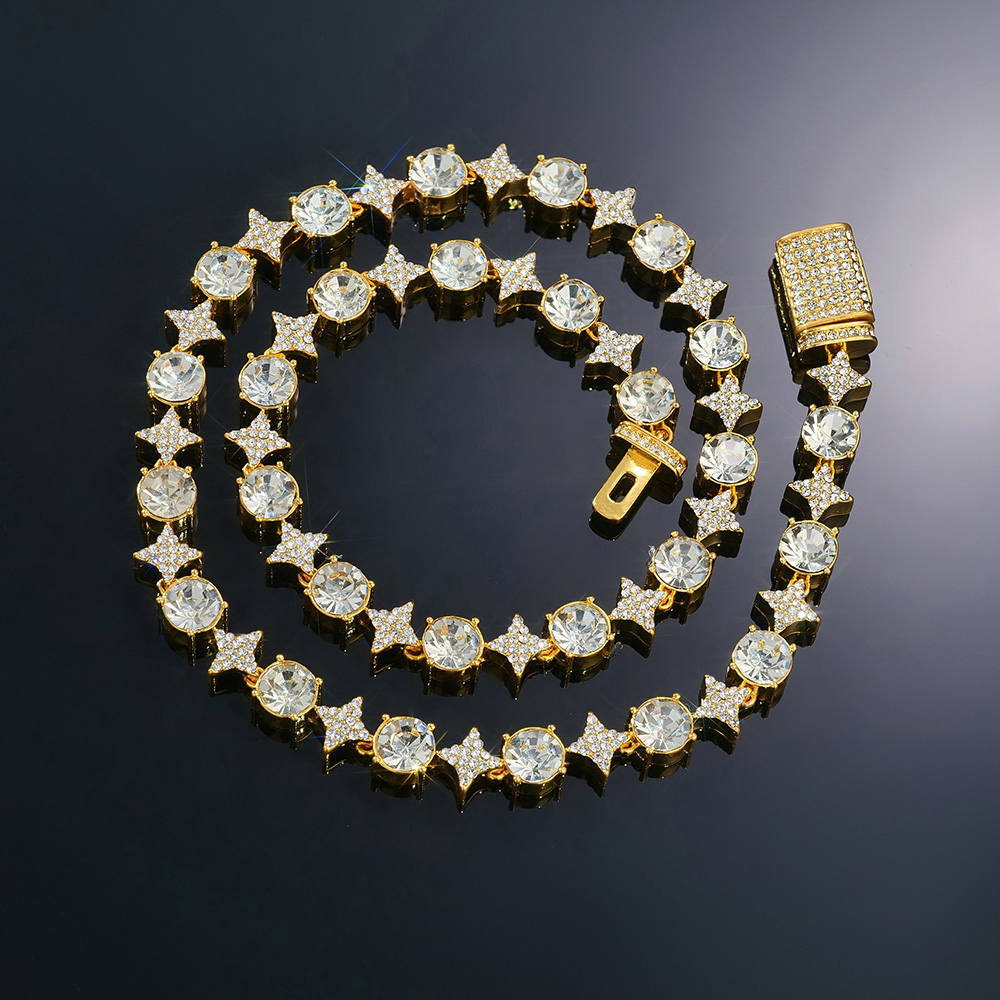 8mm Iced Out Quadrangular Star Necklace In Gold With Street Luxury Shine - Image 3