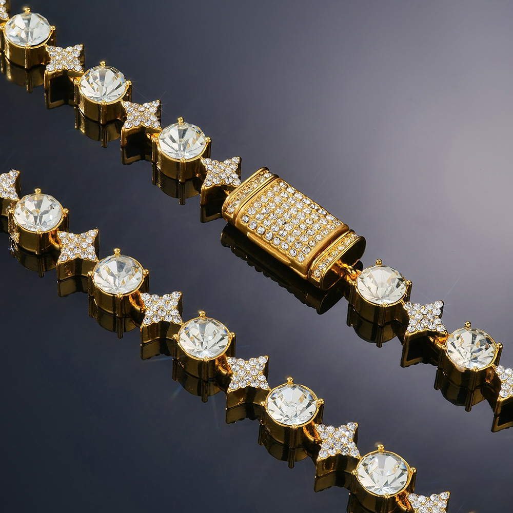 8mm Iced Out Quadrangular Star Necklace In Gold With Street Luxury Shine - Image 4