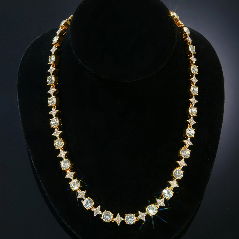 8mm Iced Out Quadrangular Star Necklace In Gold With Street Luxury Shine - Image 5