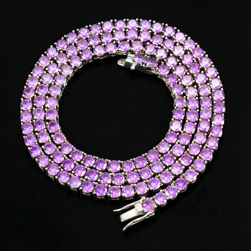 4mm Purple Iced Out Tennis Chain Gold With Street Luxury Shine - Image 4
