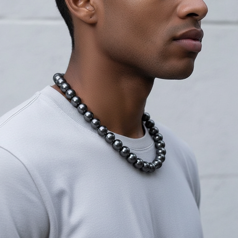 12mm Black Pearl Necklace Bold Statement Style With Street Luxury - Image 4