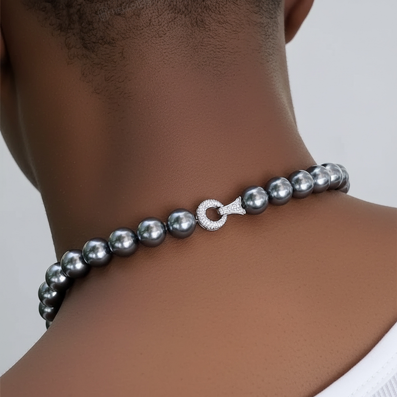 12mm Black Pearl Necklace Bold Statement Style With Street Luxury - Image 5