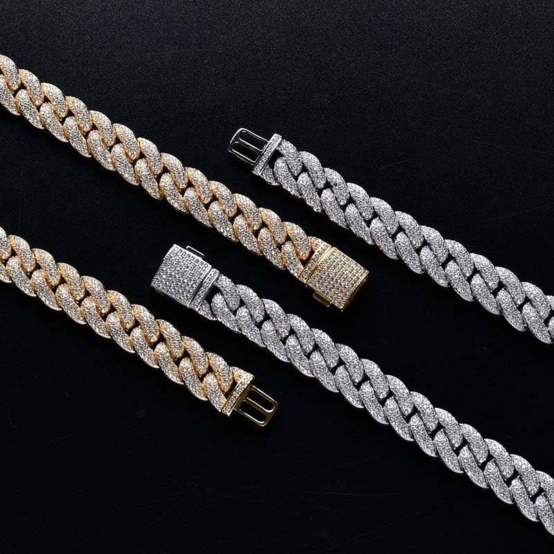 14mm Paved Cuban Chain With Big Box Clasp Gold With Street Luxury Shine - Image 6