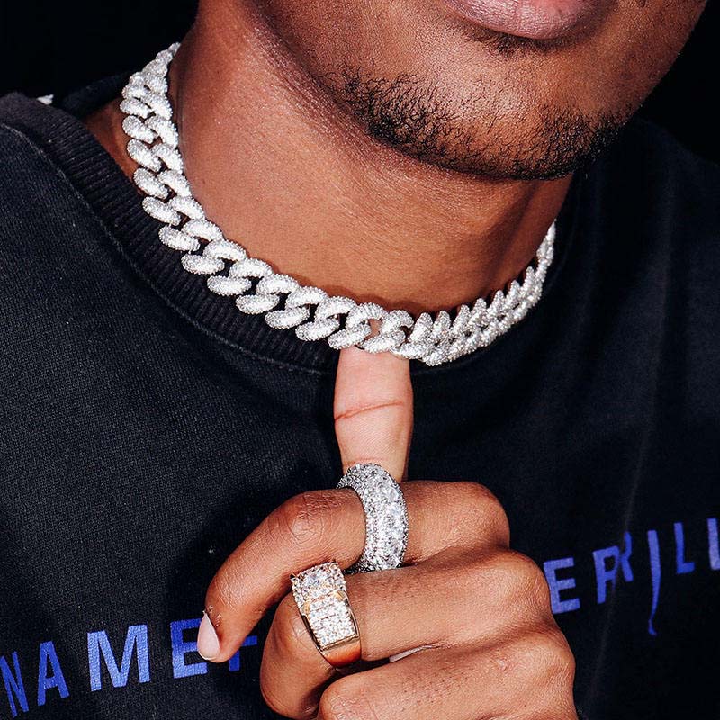 15mm Paved Cuban Chain With Big Box Clasp Gold With Street Luxury Shine