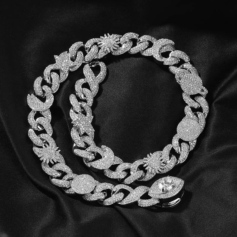 Iced Out Devil Eye Various Planets Cuban Chain With Street Luxury Shine - Image 3