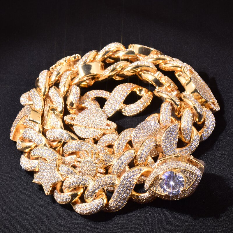 Iced Out Devil Eye Various Planets Cuban Chain With Street Luxury Shine - Image 4