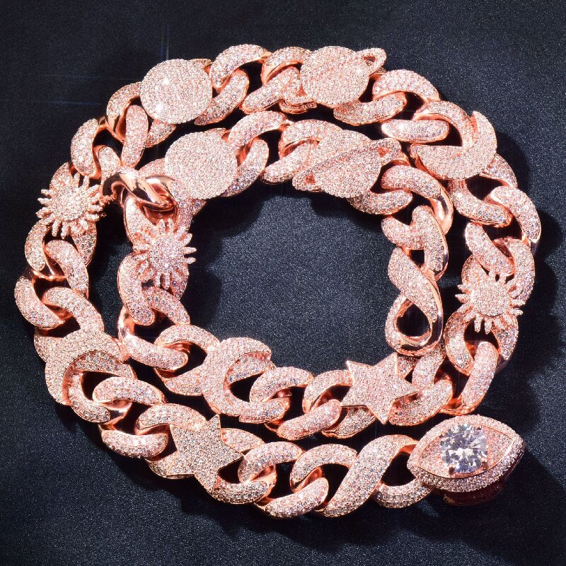 Iced Out Devil Eye Various Planets Cuban Chain With Street Luxury Shine