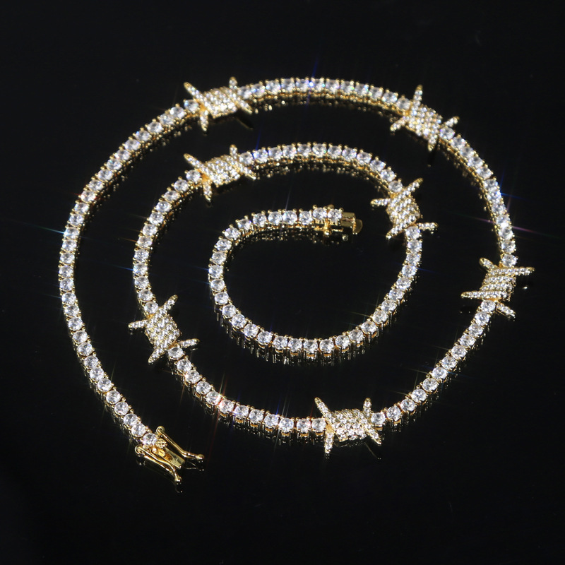 3mm Iced Out Out Thorns Tennis Chain Gold With Street Luxury Shine - Image 4