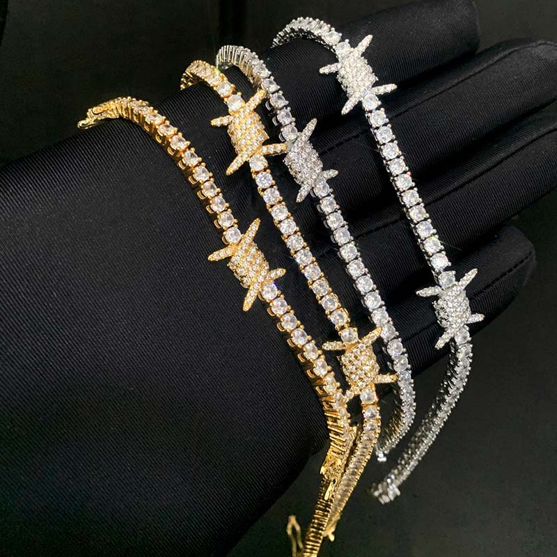 3mm Iced Out Out Thorns Tennis Chain Gold With Street Luxury Shine