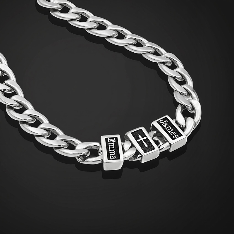 8mm Custom Family Names Cuban Chain Silver With Street Luxury Shine - Image 3