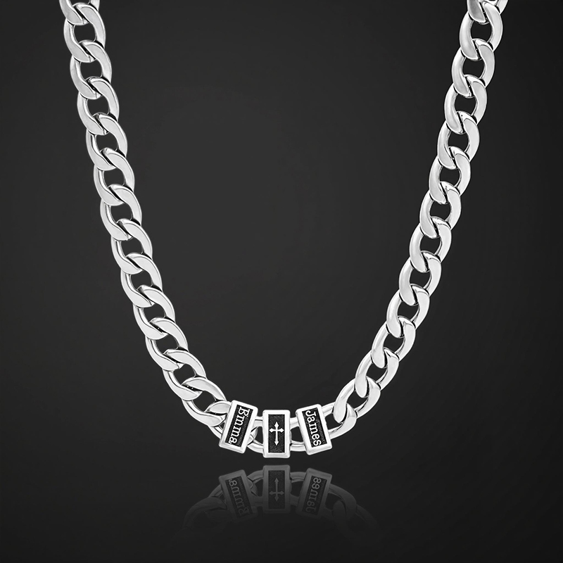 8mm Custom Family Names Cuban Chain Silver With Street Luxury Shine - Image 4