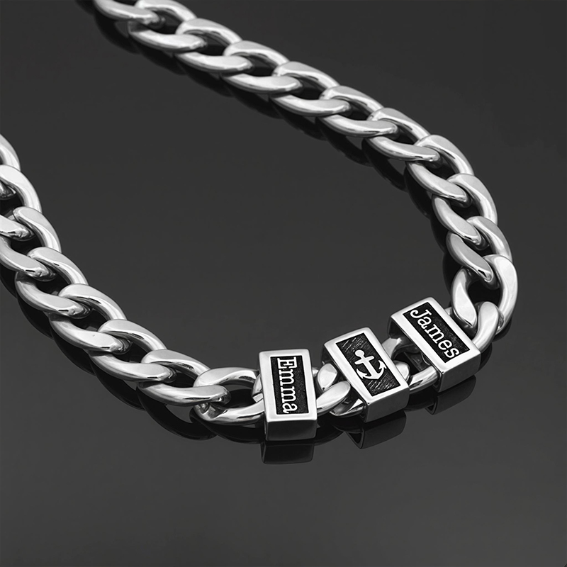 8mm Custom Family Names Cuban Chain Silver With Street Luxury Shine - Image 9