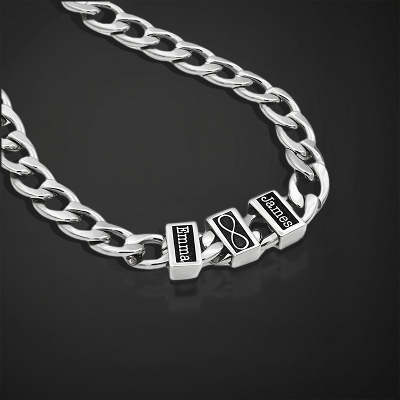 8mm Custom Family Names Cuban Chain Silver With Street Luxury Shine - Image 10