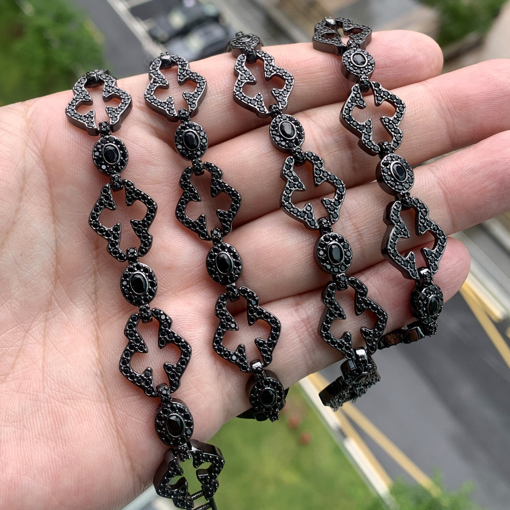 Black Diamond Skeleton Cross Necklace Iced Out Shine With Street Luxury - Image 3