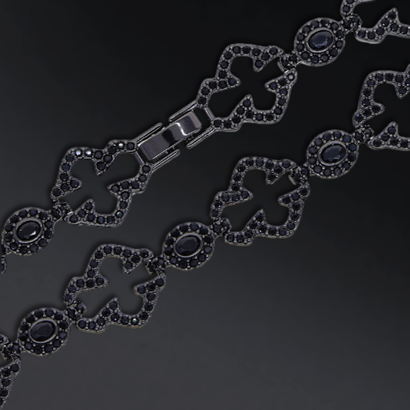 Black Diamond Skeleton Cross Necklace Iced Out Shine With Street Luxury - Image 4