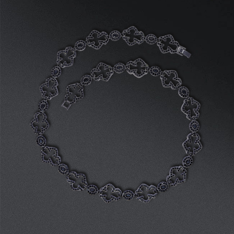 Black Diamond Skeleton Cross Necklace Iced Out Shine With Street Luxury - Image 5