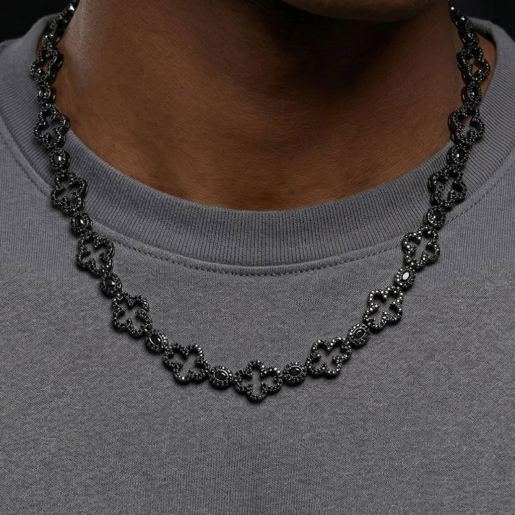 Black Diamond Skeleton Cross Necklace Iced Out Shine With Street Luxury