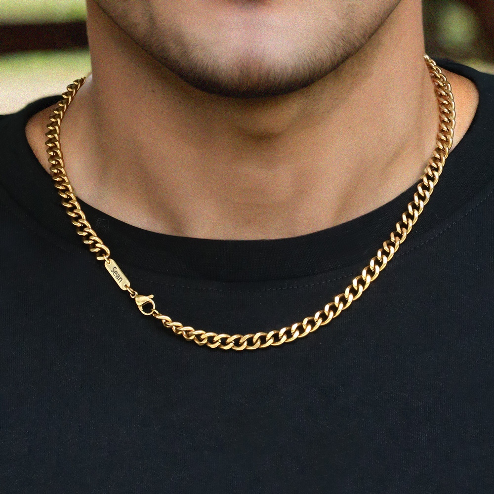 6mm Custom Name Cuban Necklace In Gold Gold Shine With Street Luxury