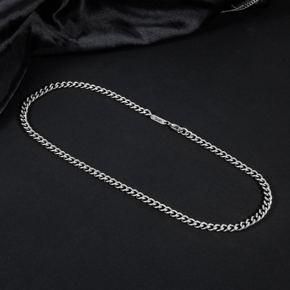 6mm Custom Name Stainless Steel Cuban Chain Silver With Street Luxury Shine - Image 3