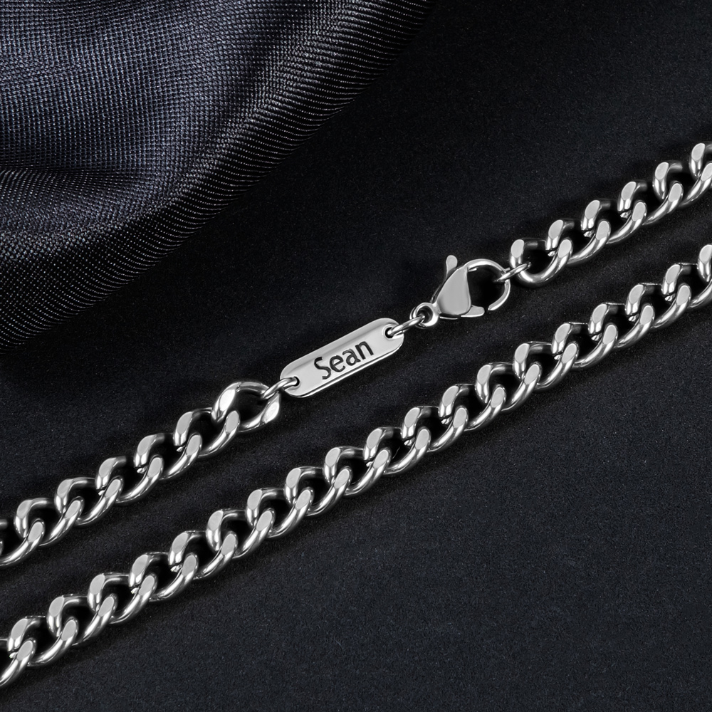 6mm Custom Name Stainless Steel Cuban Chain Silver With Street Luxury Shine - Image 4